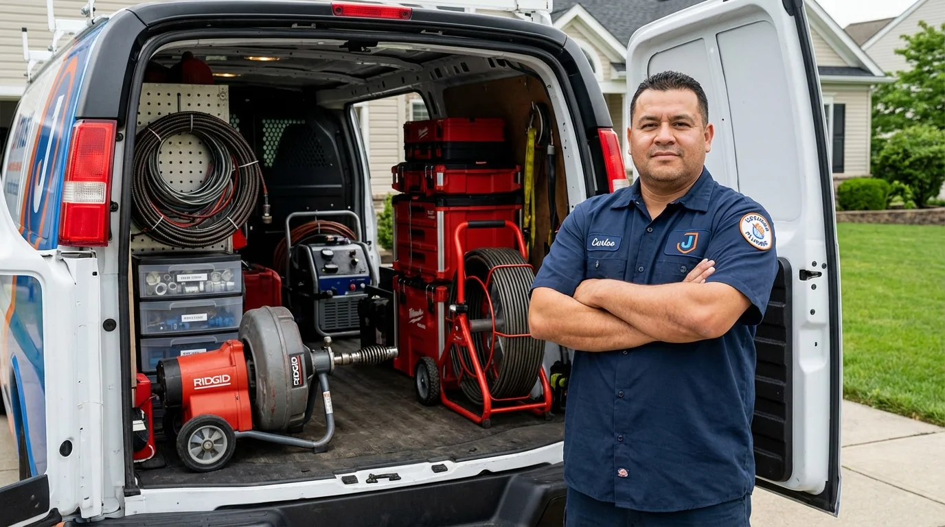 Professional drain cleaning equipment and Johns Plumbing LLC plumber in Imperial