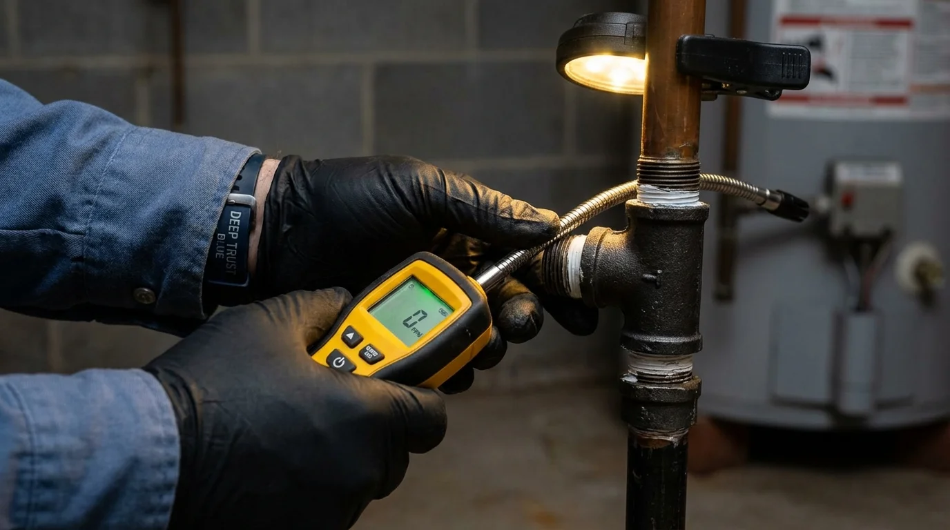 Gas leak detection with electronic sniffer by Johns Plumbing LLC in Imperial